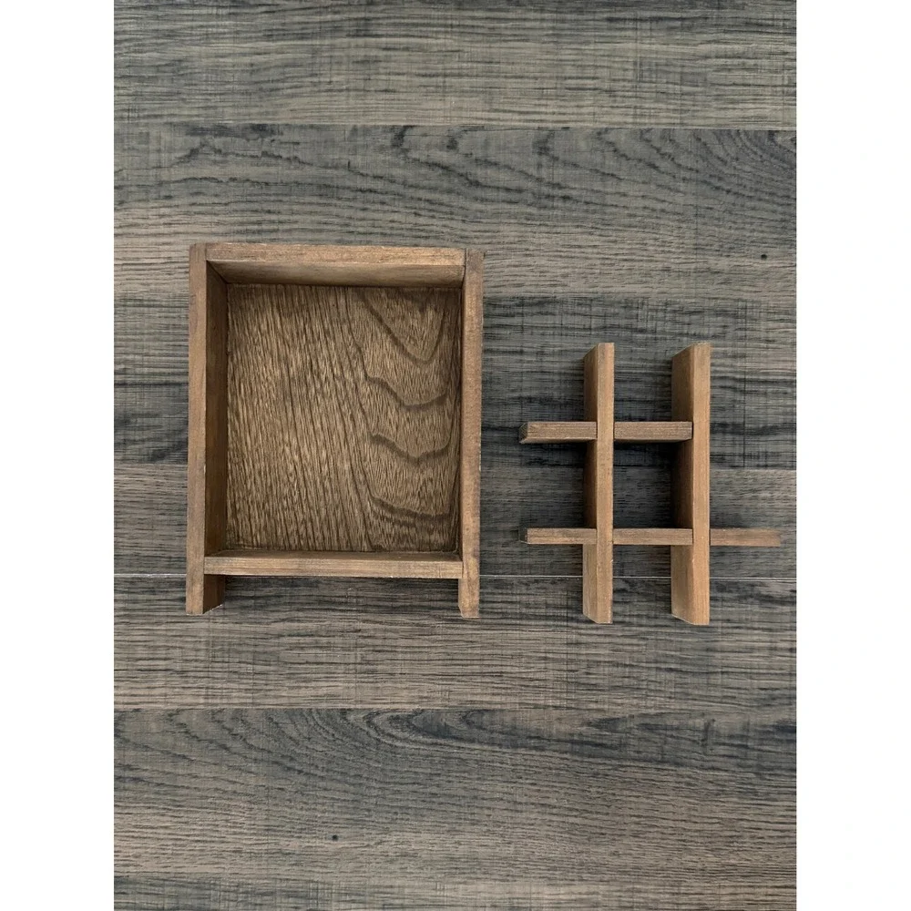 Vtg Wooden Miniature Farmhouse Rustic Shadow Box Cubby Shelf Curio Cabinet